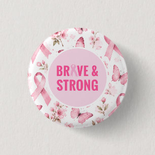 Breast Cancer Awareness with Pink Ribbon  3 Cm Round Badge