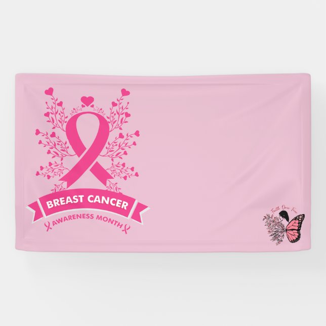 Breast Cancer Awareness with Pink Ribbon   Banner (Horizontal)
