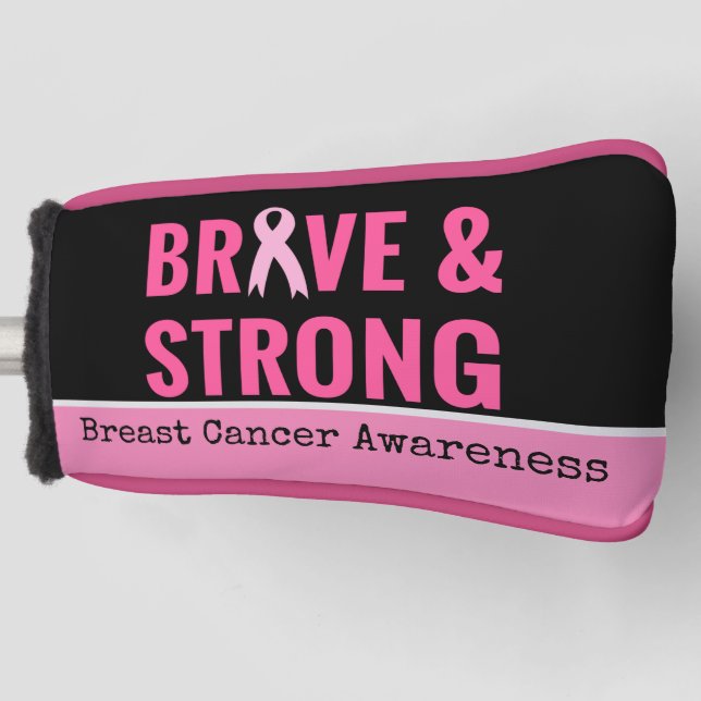 Breast Cancer Awareness with Pink Ribbon  Golf Head Cover (Front)