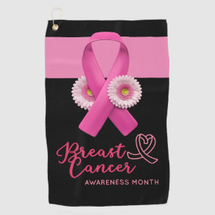 Breast Cancer Awareness with Pink Ribbon Golf Towel