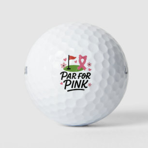 Breast Cancer Awareness with Pink ribbon  Heart Golf Balls