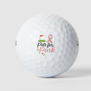 Breast Cancer Awareness with Pink ribbon Heart Golf Balls