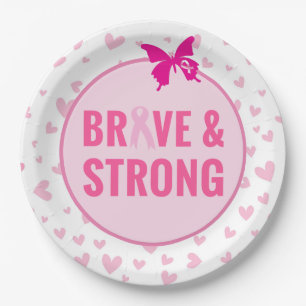 Breast Cancer Awareness with Pink Ribbon    Paper Plate