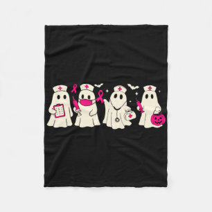 Breast Cancer Awareness Women Funny Halloween Ghos Fleece Blanket