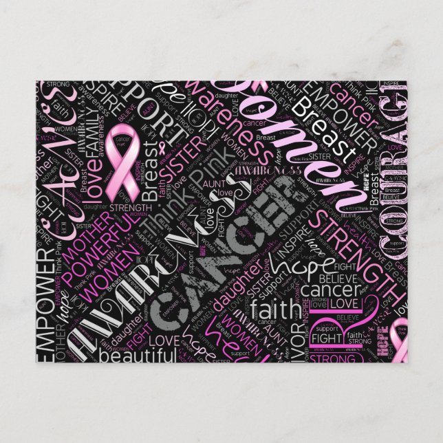 Breast Cancer Awareness Word Cloud ID261 Postcard (Front)