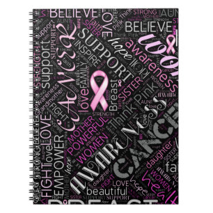 Breast Cancer Awareness Word Cloud ID261 Spiral Notebook