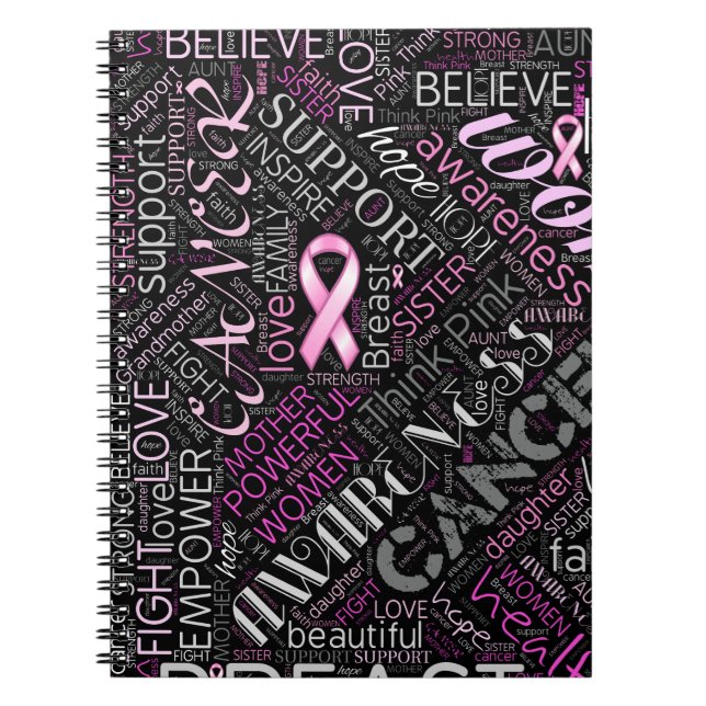 Breast Cancer Awareness Word Cloud ID261 Spiral Notebook (Front)
