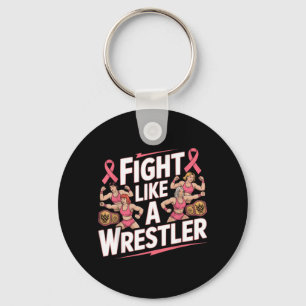 Breast Cancer Awareness Wrestling Fan Wrestler Key Ring