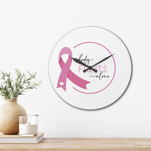 Breast Cancer Awarness Nobody Fights Alone Large Clock