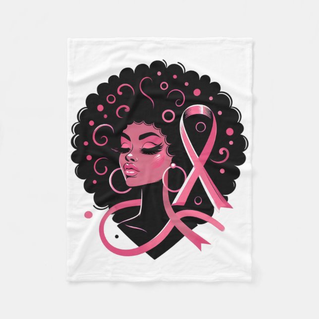 Breast Cancer Black African American Women Support Fleece Blanket (Front)