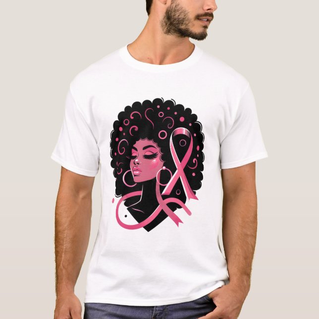 Breast Cancer Black African American Women Support T-Shirt (Front)