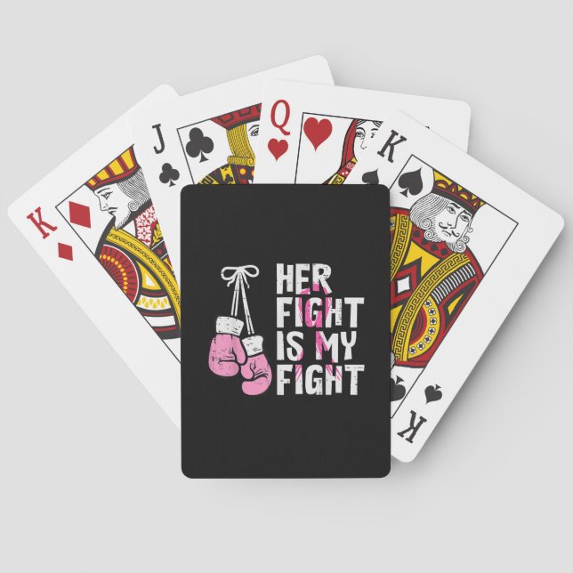Breast Cancer Boxing Gloves Her Fight My Fight Wom Playing Cards (Back)