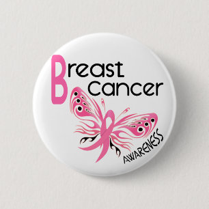 Breast Cancer BUTTERFLY 3.1 6 Cm Round Badge
