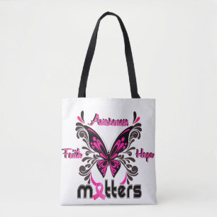 Breast Cancer Butterfly 7 Faith Awareness Hope Tote Bag