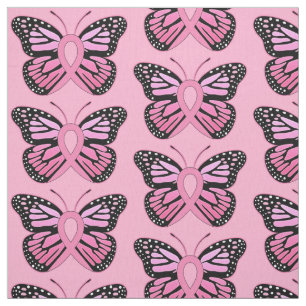 Breast Cancer Butterfly Ribbon of Hope Fabric