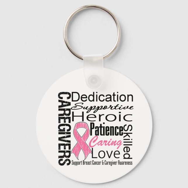Breast Cancer Caregivers Collage Key Ring (Front)