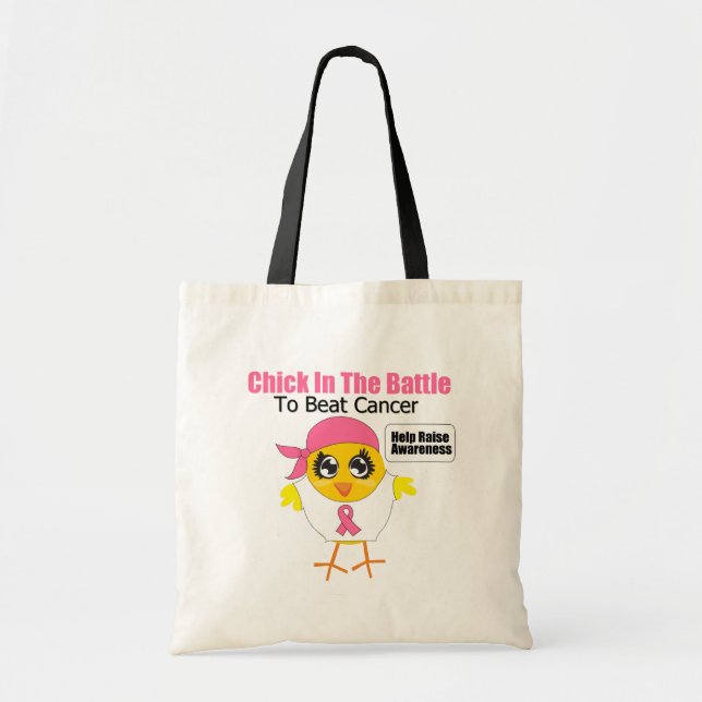 Breast Cancer Chick In the Battle to Beat Cancer Tote Bag (Front)