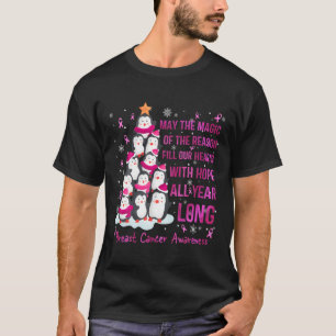 Breast Cancer Christmas Holiday Penguins T-Shirt