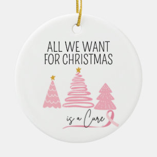 Breast Cancer Christmas ornament, cure cancer  Ceramic Tree Decoration