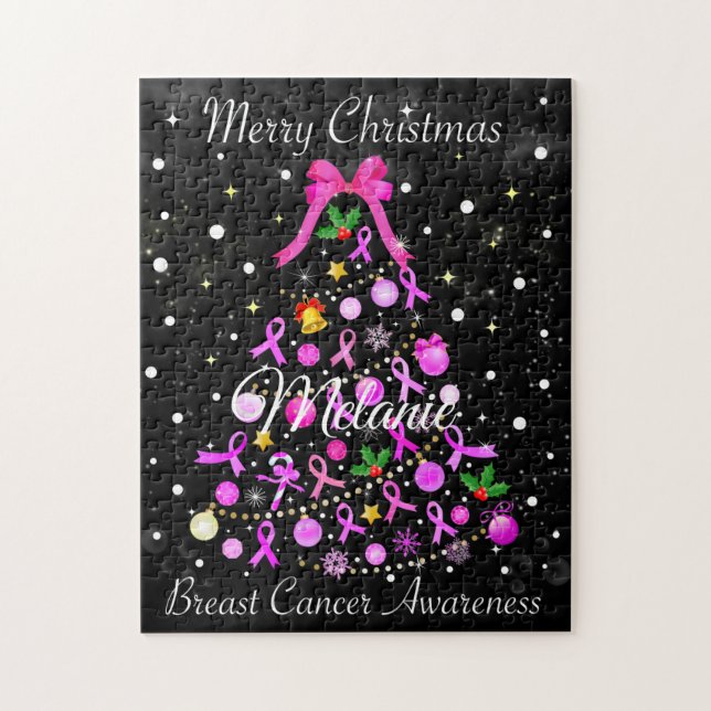 Breast Cancer Christmas Tree Jigsaw Puzzle (Vertical)