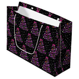Breast Cancer Christmas Tree Large Gift Bag