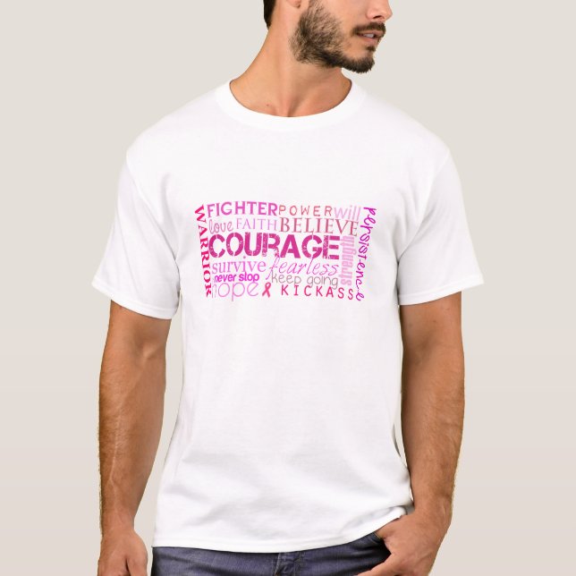 Breast Cancer Courage Word Cloud T-Shirt (Front)