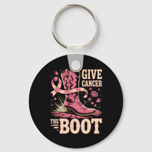 Breast Cancer Cowboy Give Cancer The Boot Cowgirl  Key Ring