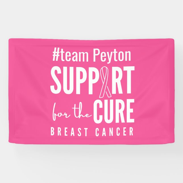breast cancer custom name Banner Sign pink (Horizontal)