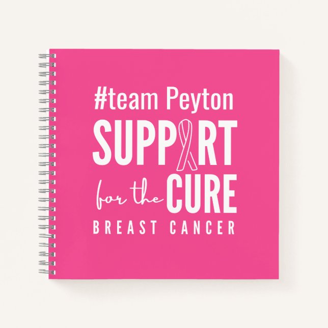 breast cancer custom name Notebooks Journals Pink (Front)