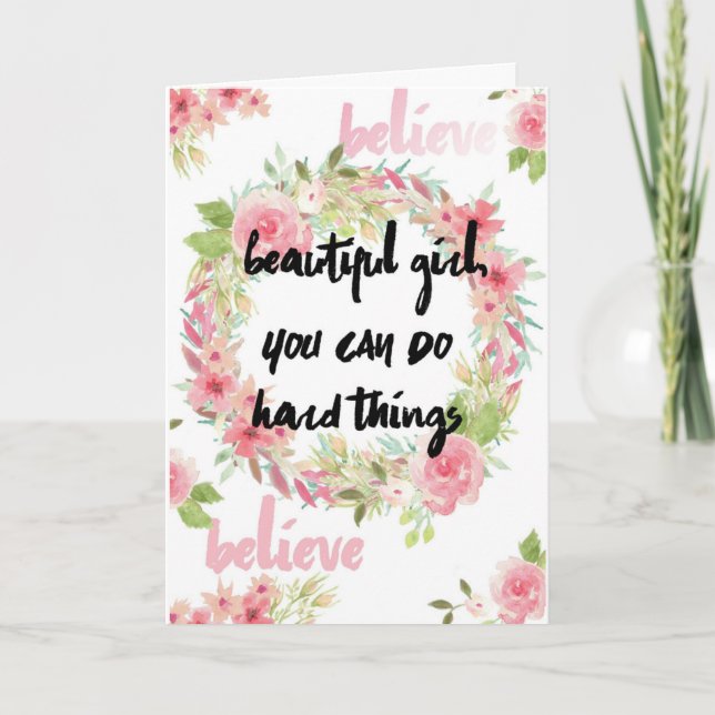 Breast Cancer Encouragement Card With Pink Roses (Front)