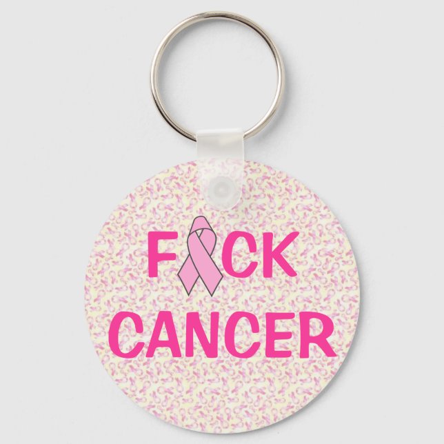 Breast Cancer "F*CK" w/ pink ribbons key chains (Front)