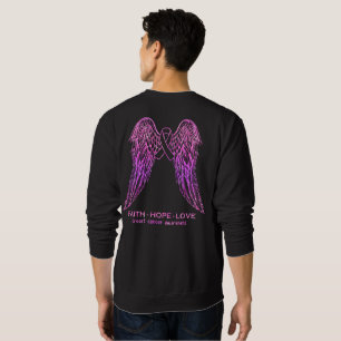 Breast Cancer Faith Hope Love Wings Awareness Back Sweatshirt