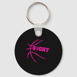 Breast Cancer Fight Basketball Player Pink Ribbon Key Ring