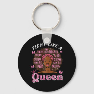 Breast Cancer Fight Like Queen Afro Survivor Aware Key Ring