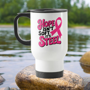 Breast Cancer Fighter Pink Ribbon Warrior Survivor Travel Mug