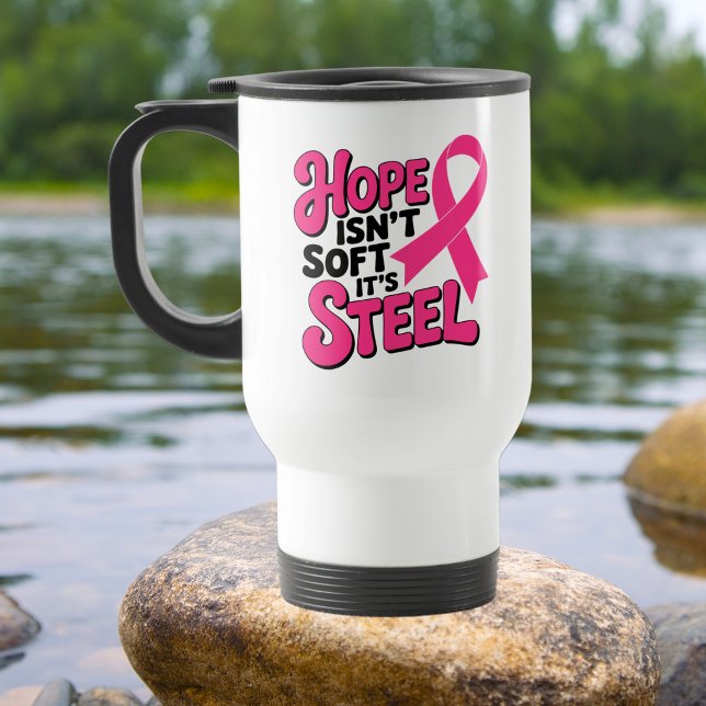 Breast Cancer Fighter Pink Ribbon Warrior Survivor Travel Mug (Creator Uploaded)
