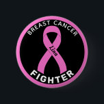 Breast Cancer Fighter Ribbon Black Button<br><div class="desc">Breast Cancer Fighter Ribbon Black Button for awareness and support for women fighting breast cancer.</div>
