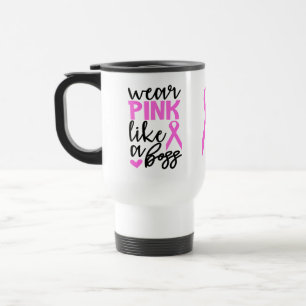 Breast Cancer Fighter Survivor Pink Ribbon Warrior Travel Mug