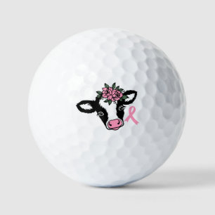 Breast Cancer Floral Pink Heifer Cow Golf Ball