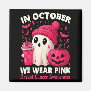 Breast Cancer Ghost Halloween Women In October We Magnet