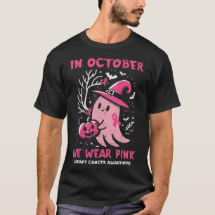Breast Cancer Ghost Witch October Pink Aware Women T-Shirt