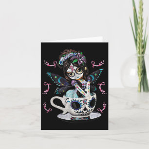 Breast Cancer Girl Sugar Skull Costume Halloween G Card