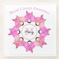 Breast Cancer Glass Coaster - Personalise