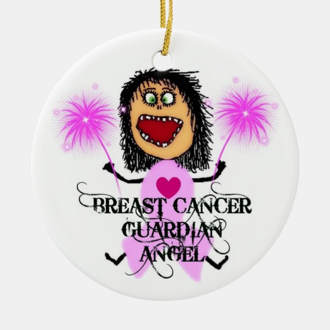 Breast Cancer Guardian Angel Ceramic Tree Decoration (Front)