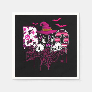 Breast Cancer Halloween Costume Boo With Witch Hat Napkin