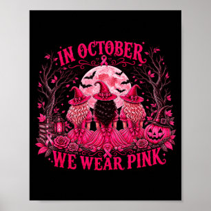 Breast cancer halloween pink witch cute awareness poster