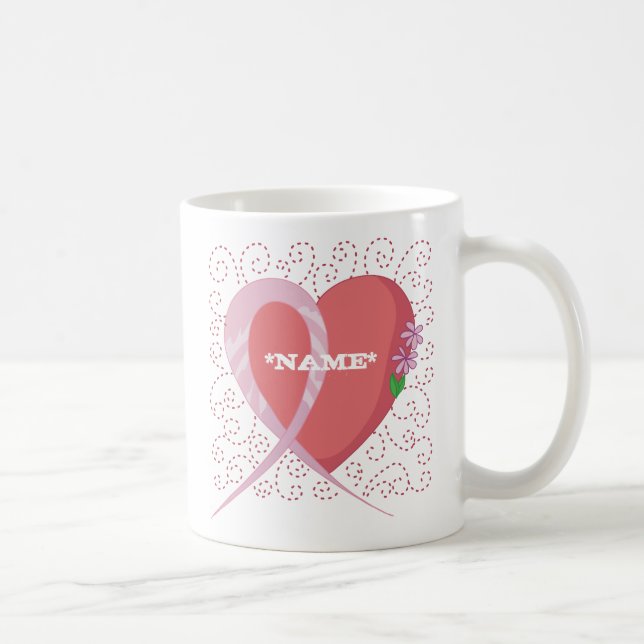 Breast Cancer Heart Customisable Mug (Right)