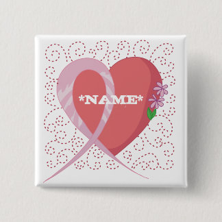 Breast Cancer Heart Customisable Square Button