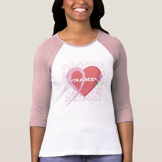 Breast Cancer Heart Customised Raglan T-Shirt (Front)
