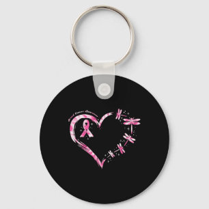 Breast Cancer Heart Dragonflies Awareness Women Ki Key Ring